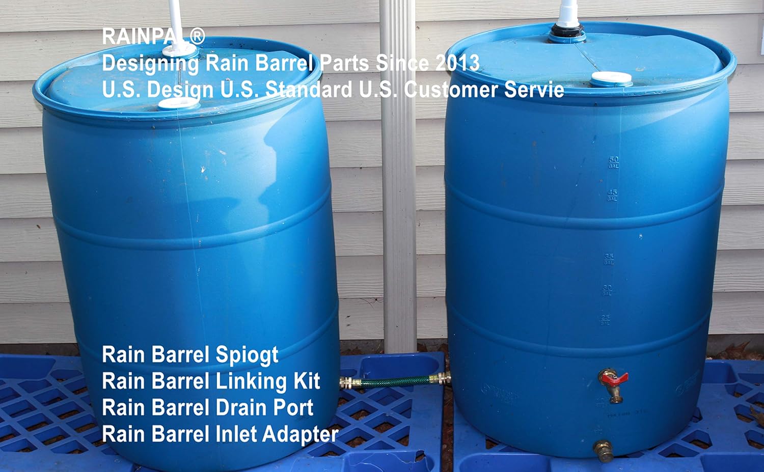 RBL020 Rain Barrel Linking Kit (Two Brass Bulkhead Fitting and One 8 inch 3/4" I.D. hose)