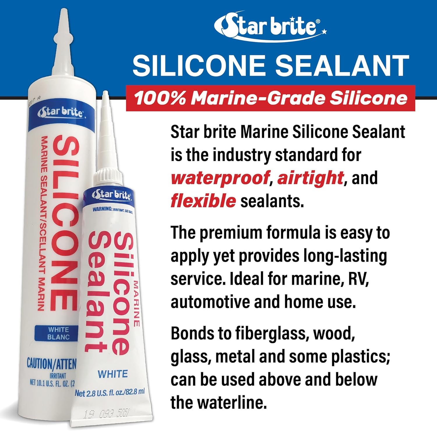 STAR BRITE Marine Silicone Sealant White - Waterproof
