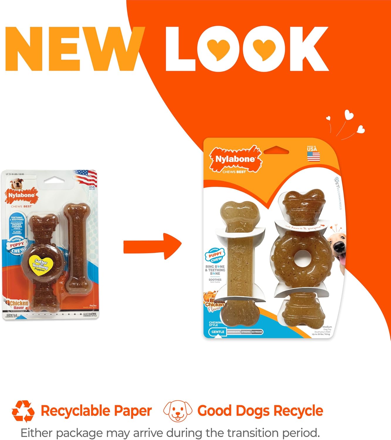 Nylabone Puppy Chew Teething Ring Bone Dog Toy, Chicken Flavor, X-Small | Soothing teething toys for puppies, puppy enrichment, & teething relief, freezable for added comfort, dogs up to 15 lbs