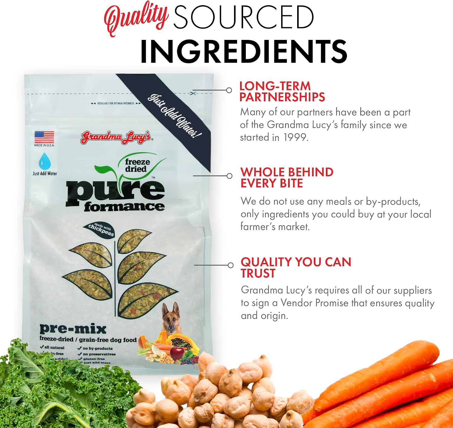 Grandma Lucy's PUREformance Pre-Mix Dog Food, Grain Free and Freeze-Dried - 3Lb Bag