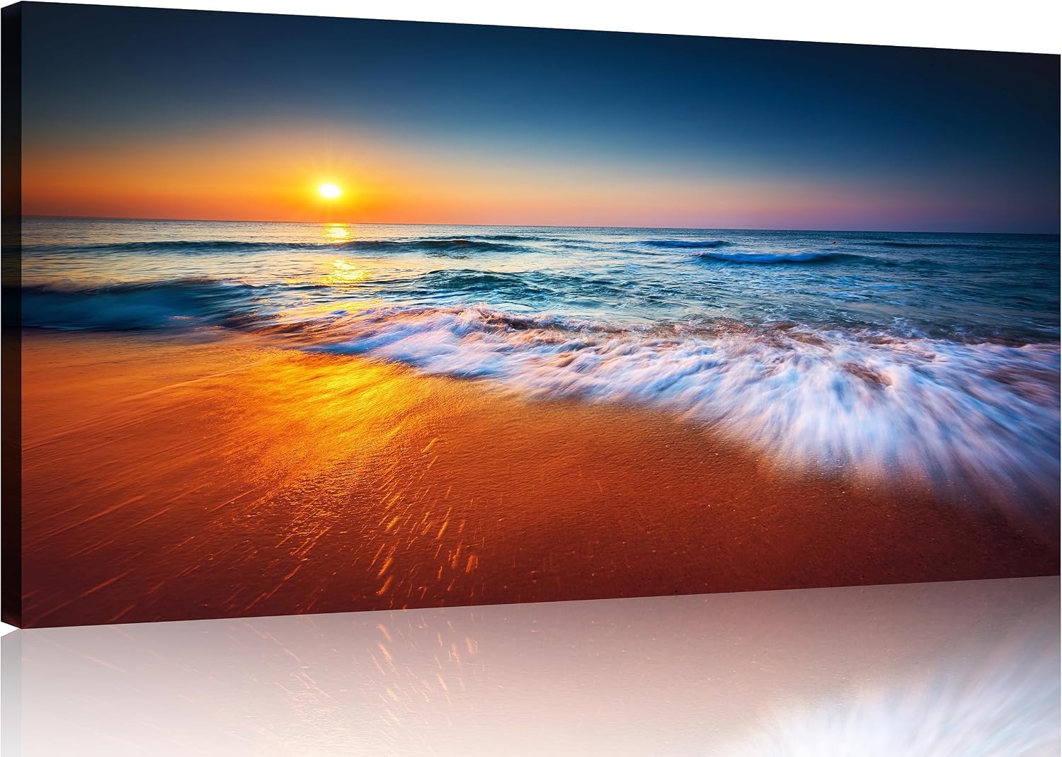 TutuBeer 3 Panel Beach Canvas Wall Art for Home Decor Blue Sea Sunset White Beach Painting the Picture Print on Canvas Seascape the Pictures for Home Decor Decoration,Ready to Hang