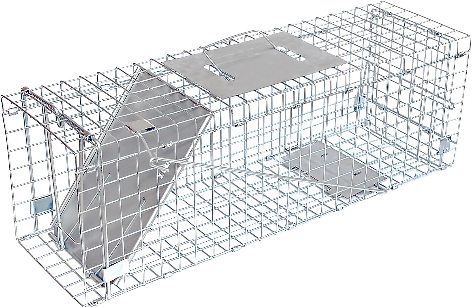 JT Eaton Answer Humane Live Catch Trap for Coyotes & Large Pests | Heavy-Duty Cage Trap; Catches Coyotes, Foxes, and Armadillos; Galvanized Wire; Humane Catch and Release