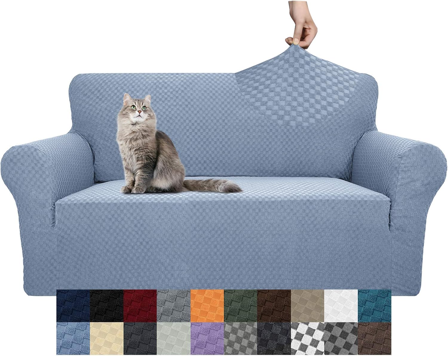 YEMYHOM Couch Cover Latest Jacquard Design High Stretch Sofa Covers for 2 Cushion Couch