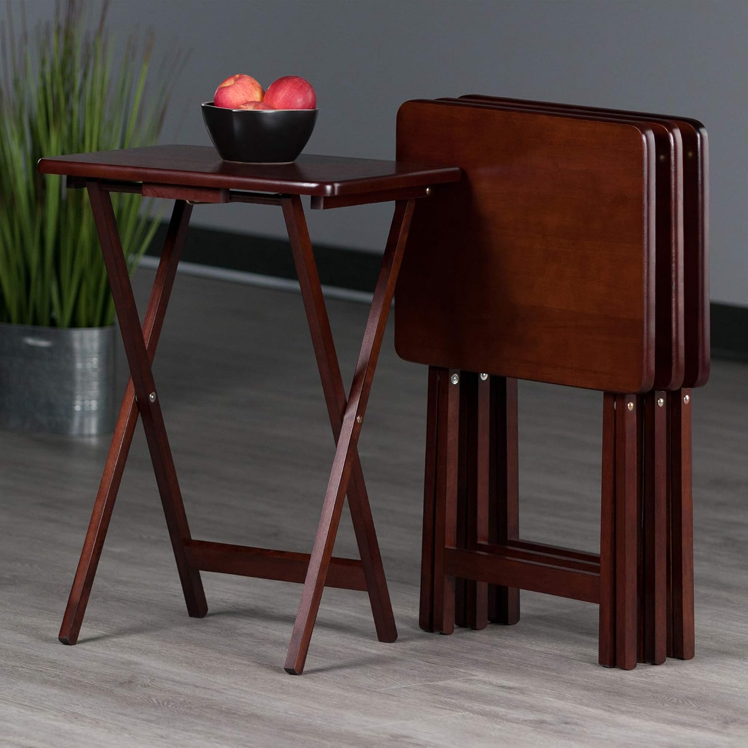 Winsome Alex Set of 2 Foldable Snack Tables, Natural, 26"