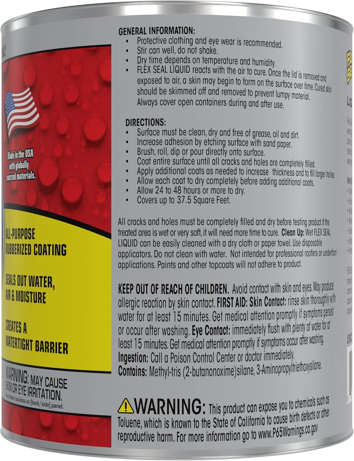 Flex Seal Liquid, Rubber Coating Sealant, Waterproof, Flexible, Breathable, and UV Resistant, Roof Repair, Basements, RV, Campers, Trailers, Marine