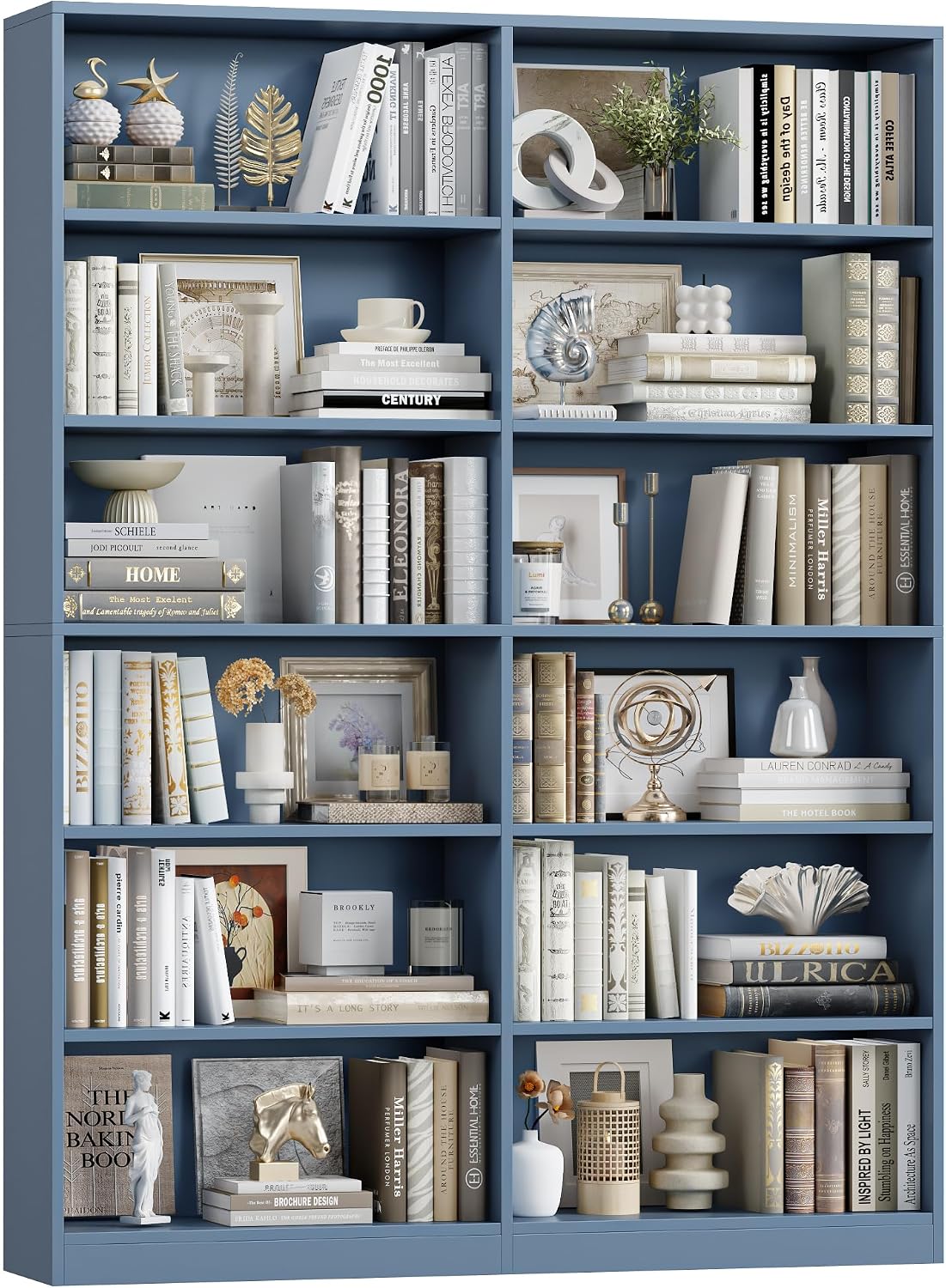 Bookshelf Tall Bookcase, 6-Tier Double Wide Bookshelves, White | Freestanding Display Storage Shelves, Tall and Large Book Shelves for Home Decor Bedroom, Living Room, Home Office, Library