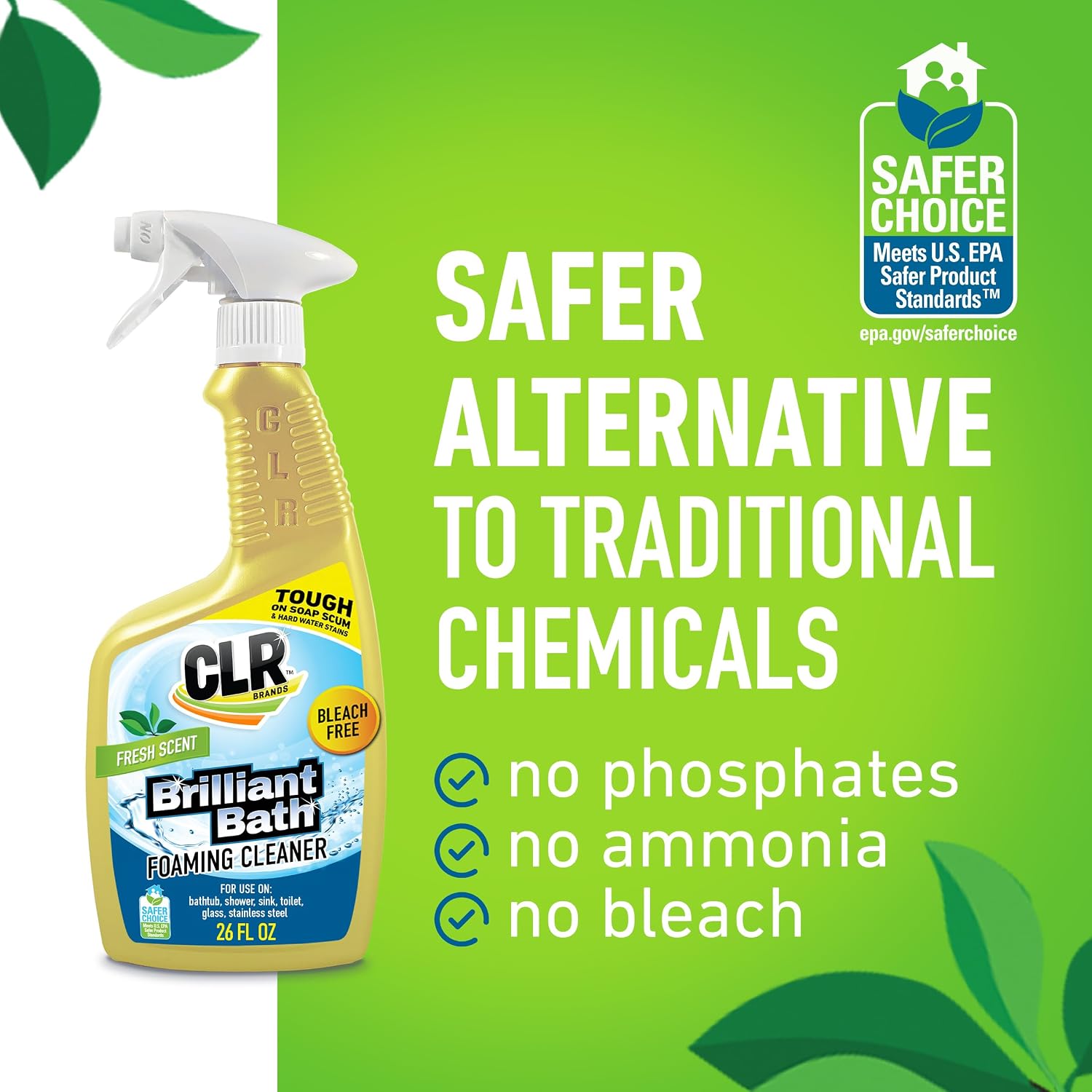 CLR Brilliant Foaming Action Bathroom Cleaner Spray 26 oz. Bottle 2 Pack