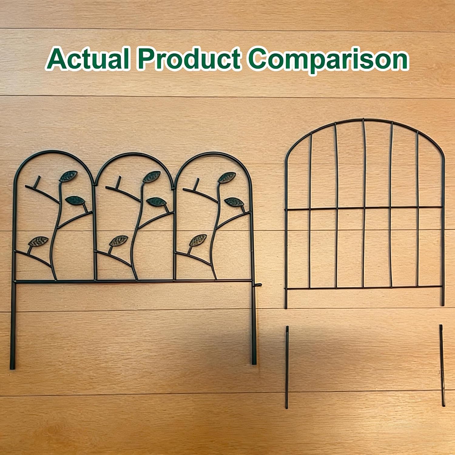 AMAGABELI 10 Panels 17in(H)×10ft(L) Decorative Garden Fences and Borders for Dogs No Dig Rustproof Metal Fence Panels Garden Edging Border Animal Barrier Fencing for Flower Beds Yard Patio Decor Black