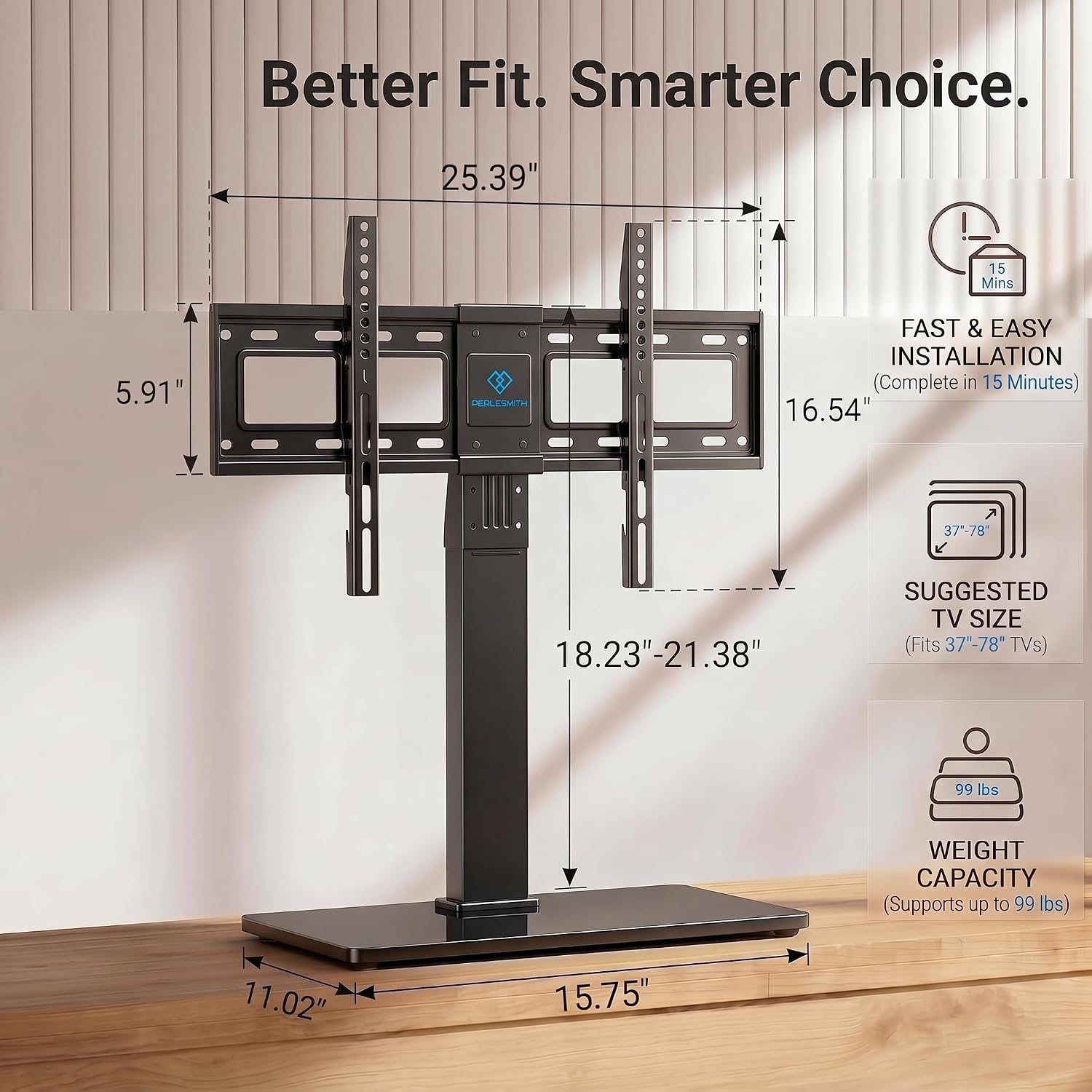 PERLESMITH Universal TV Stand Legs for 37-78 inch TVs to 99lbs with Mount