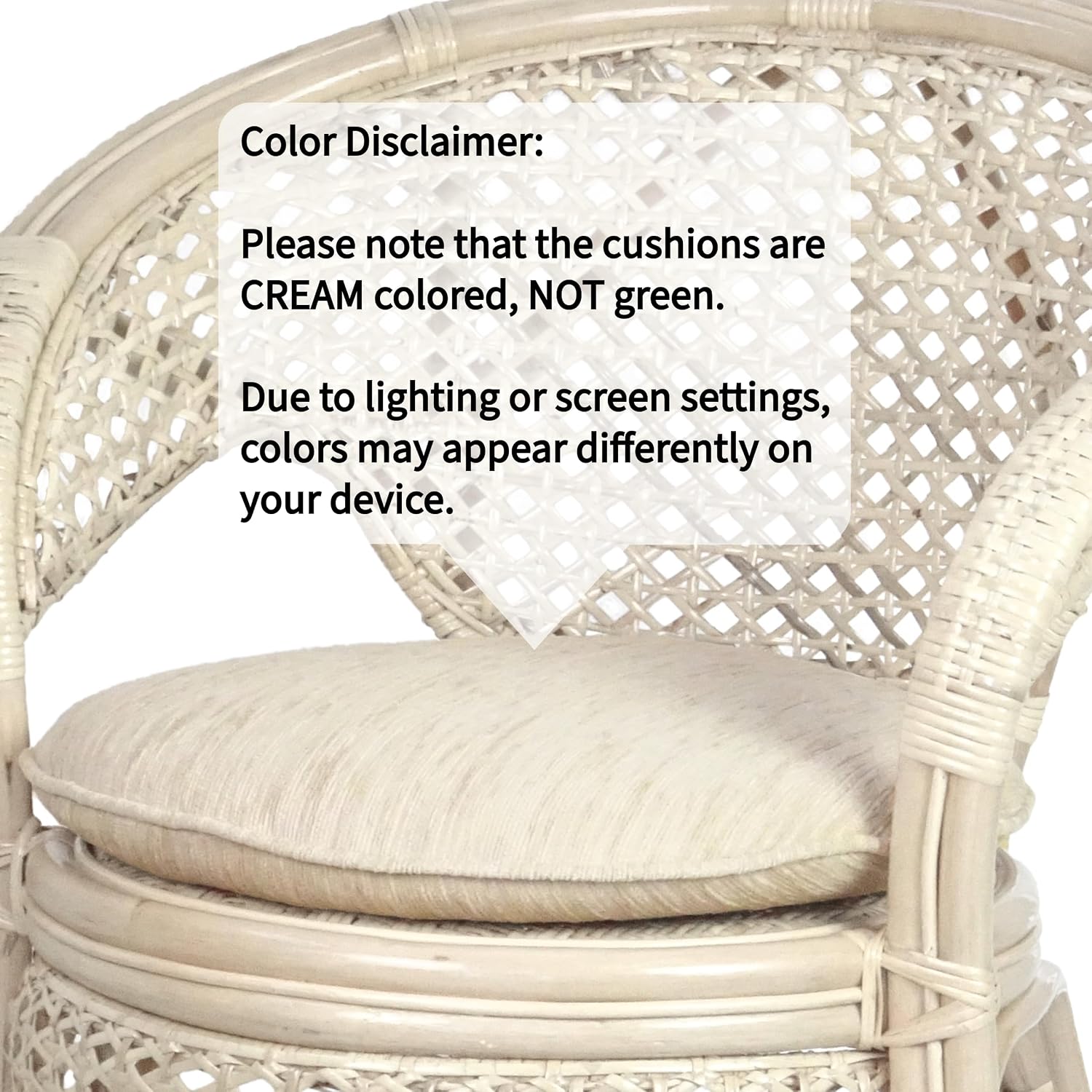 Pelangi Handmade Rattan Dining Wicker Chair Colonial Color w/Cream Cushion