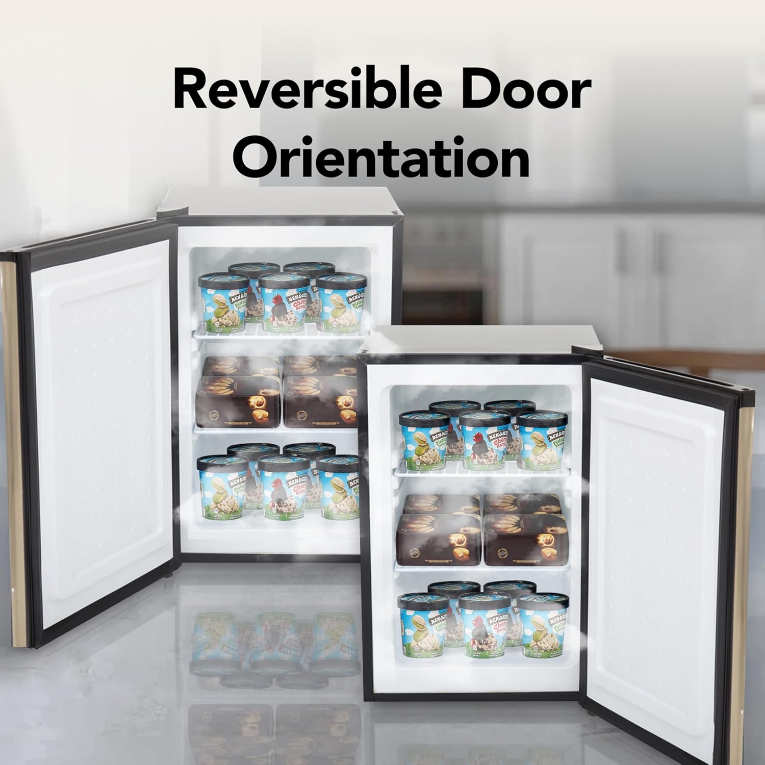 Whynter Upright Freezer 2.1 Cu Ft Lock, Mini Freezer, Stainless CUF-210SS | Adjustable Thermostat and Security Lock, Energy Star Rated, Reversible Door, Adds Compact Frozen Storage at Home