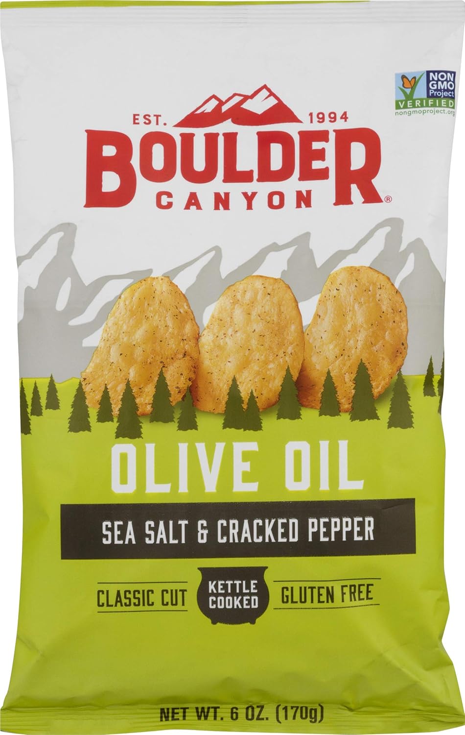 Boulder Canyon Avocado Oil Sea Salt Potato Chips 6 Count, 1.25 OZ