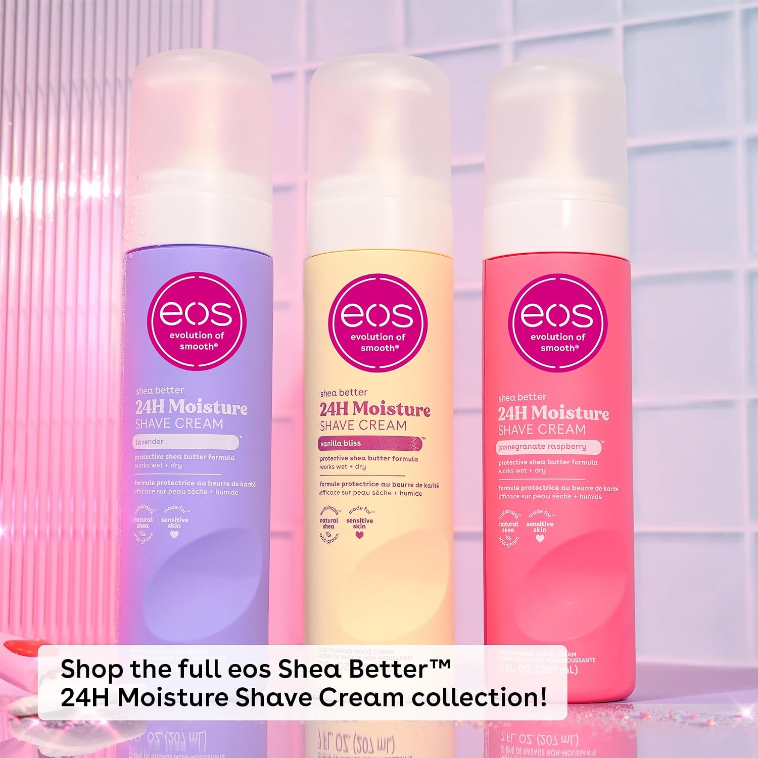 eos Shea Better Shaving Cream for Women - Vanilla Bliss, Shave Cream, Skin Care and Lotion with Shea Butter and Aloe, 24 Hour Hydration, 7 fl oz, Pack of 5