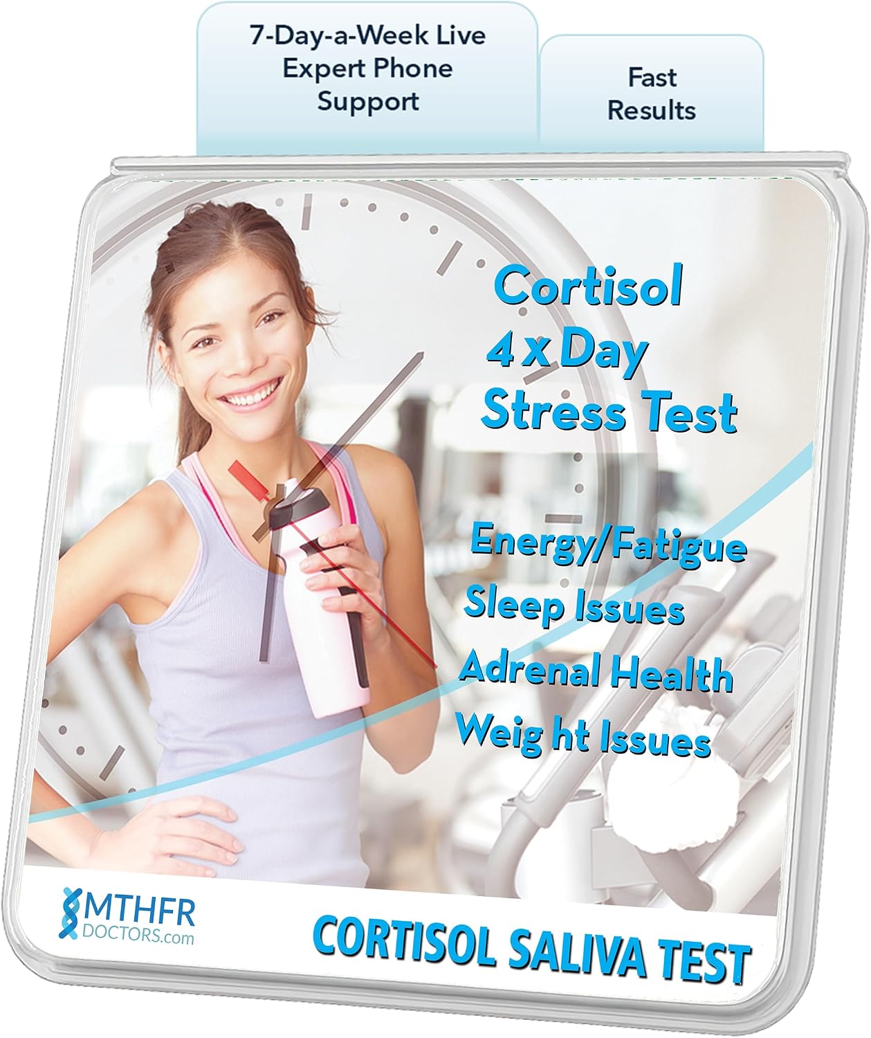 Cortisol Stress Test 4 X Day - Comes with Results Interpretation and Live Support by Phone 7 Days A Week - Fast Results - at Home Saliva Collection