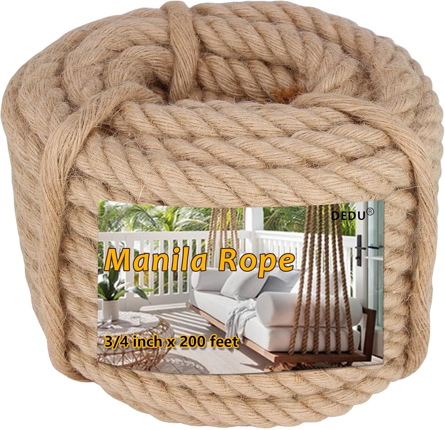 1" X 100' Treated Manila Rope Boat Docks Tree Farm Dock Deck