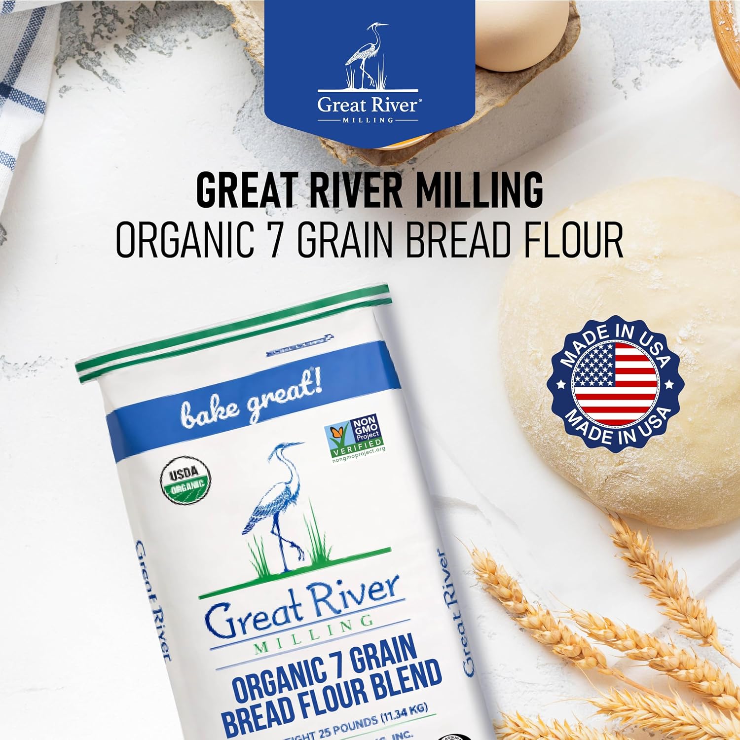 Great River Milling Organic 7 Grain Bread Flour, 25 lb