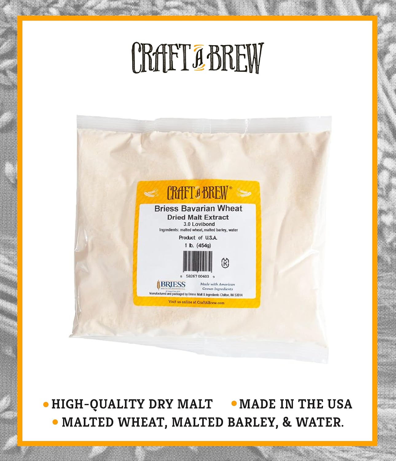 Craft a Brew - Dry Malt Extract for Brew Kit - All Purpose Base Extract - 1 Pound Bavarian Wheat - For Any Beer Style - Effective Fermentation