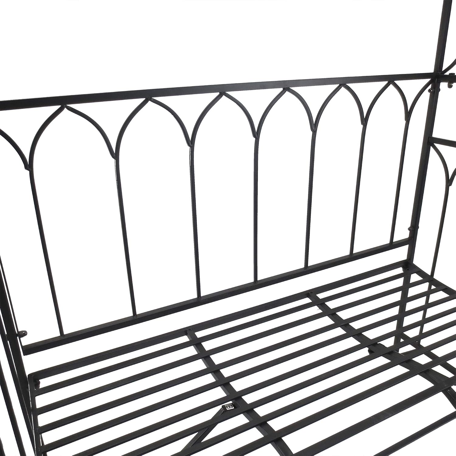 Outsunny Metal Trellis Arbor Arch with Garden Bench Steel 484 lbs. Black