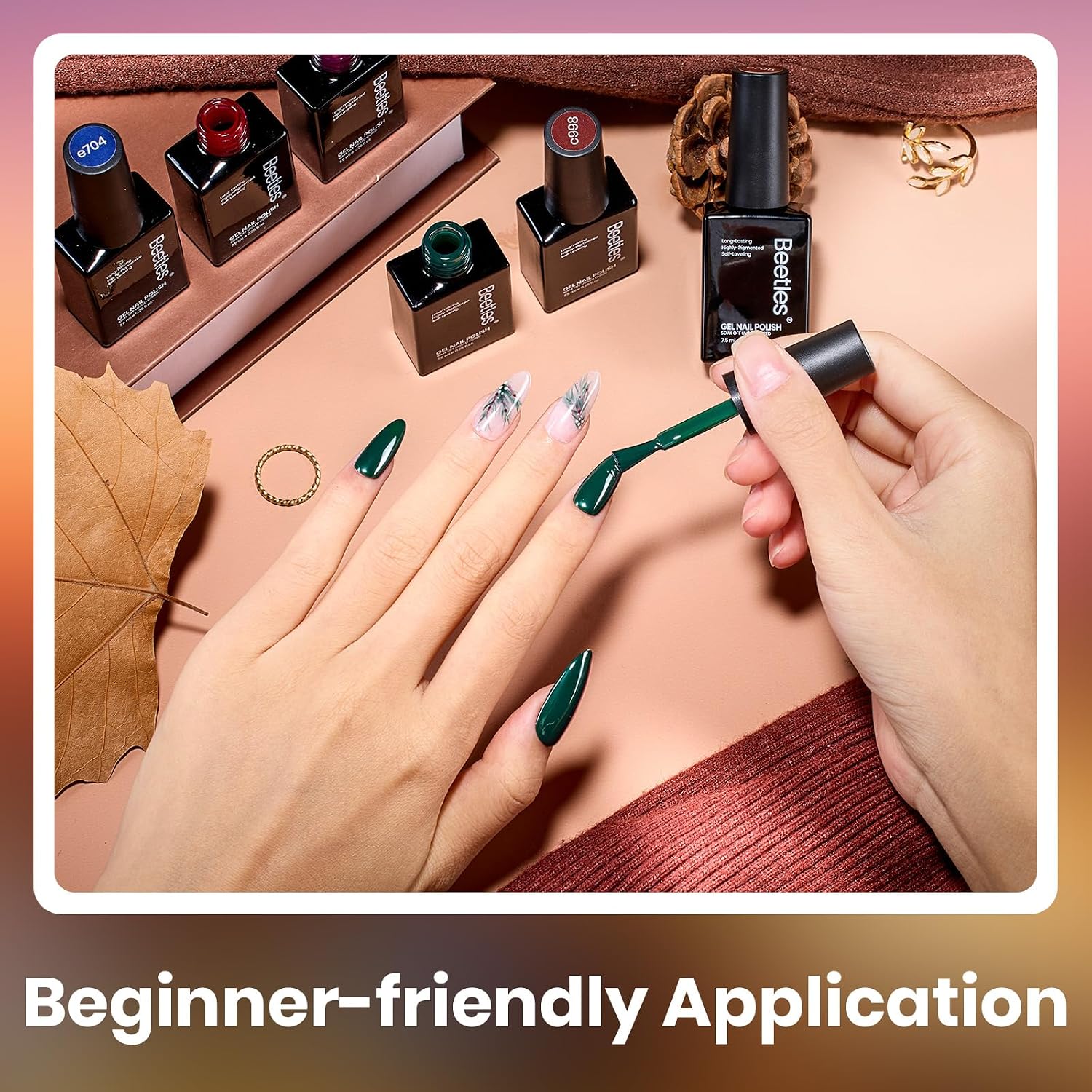 Beetles Green Gel Polish Set, 6 Colors Misty Forest Collection
