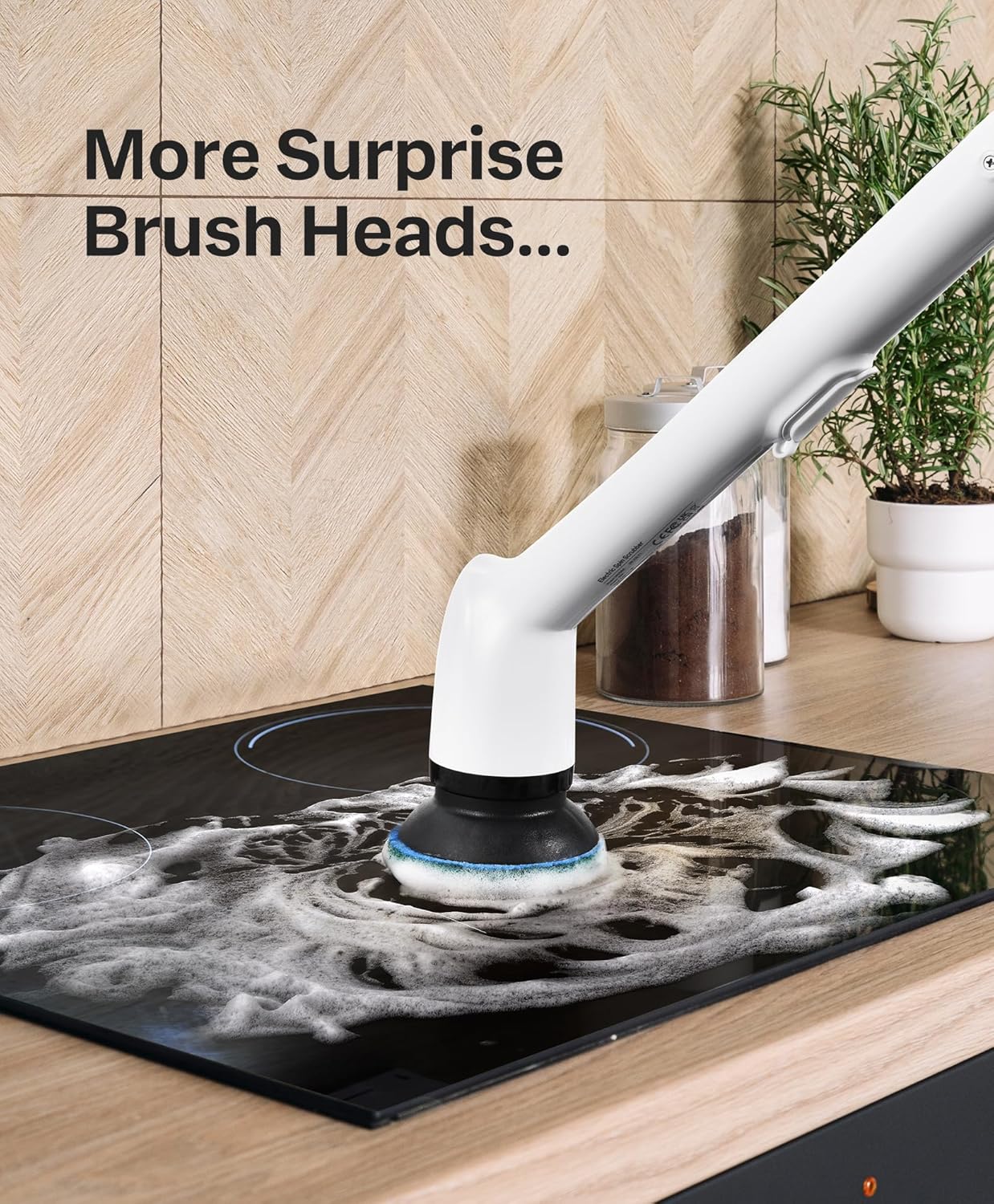 Electric Cleaning Brush, New Full-Body IPX7 Waterproof & 42inch Long Handle | Bathroom Cleaner Brush, Shower Scrubber, 2 Speed & 7 Heads Replacement