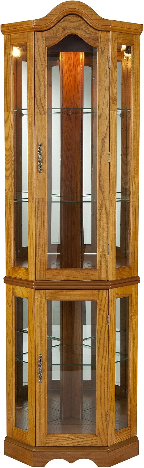 Home Decorators Collection Vitric Lighted Curio, 70" Hx21 Wx16 D, Golden Oak