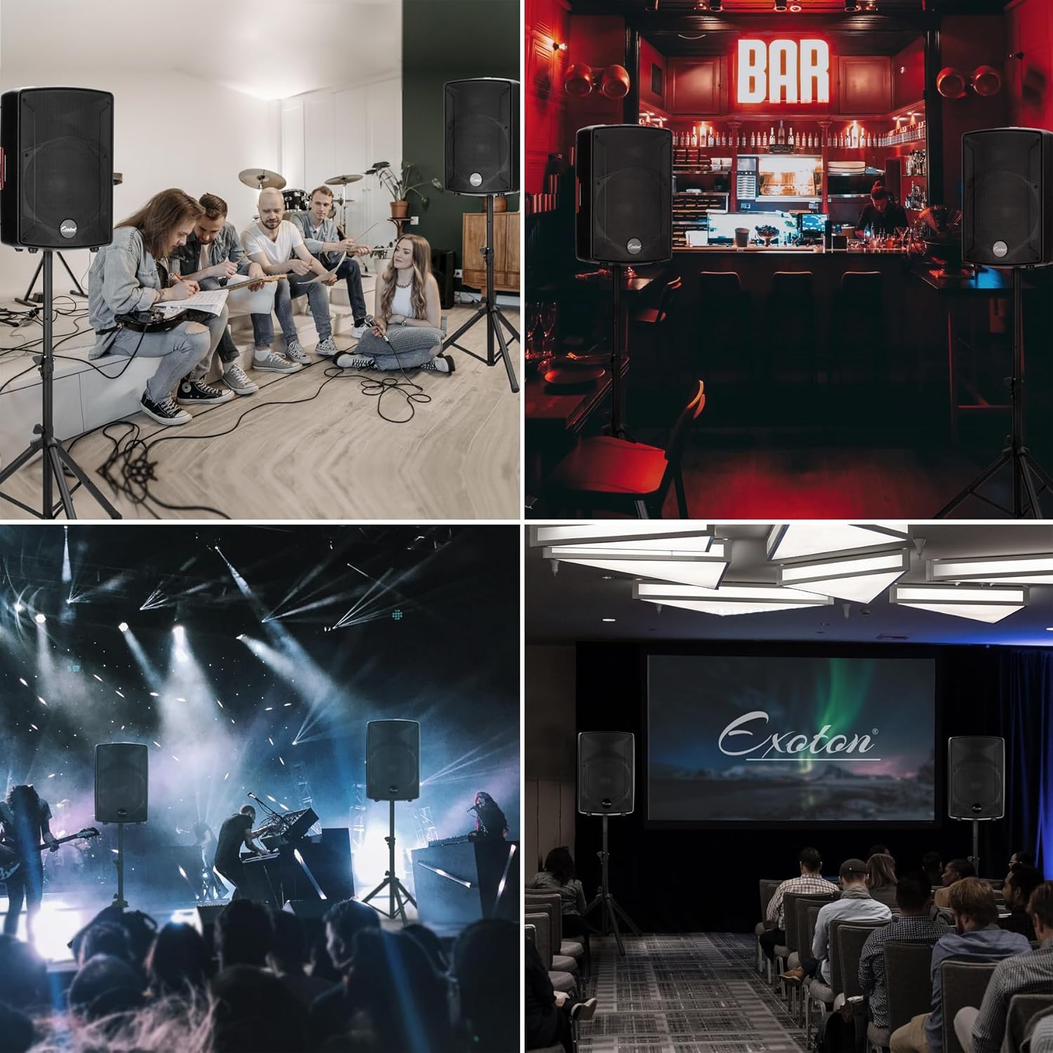 S-1202 12inch 2000W Bluetooth PA System with Powered Mixer Set | Passive Speakers with 6 Channel Mixer /Stands /Mic/ Effect Controller/ 48V Phantom