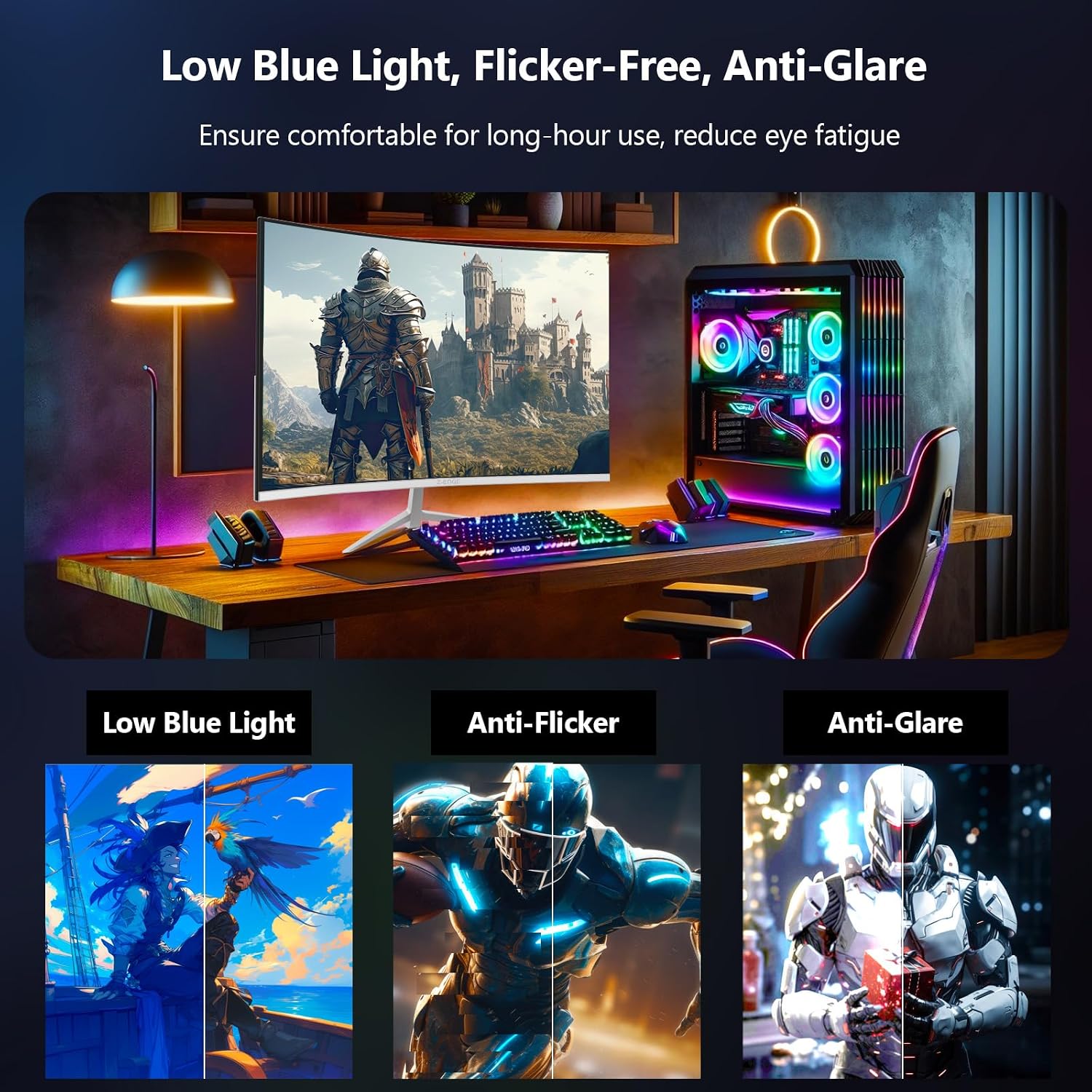 Z-Edge 34 inch WQHD 1440P Curved Gaming Monitor, 240Hz Computer Monitor | AG34P 1500R Frameless 21:9 Curved Screen, Height Adjustable, Office & Gaming, 1ms, Dual DP & HDMI, Metal Stand