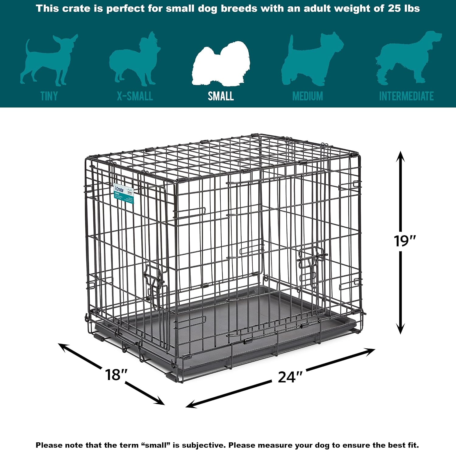 MidWest Homes for Pets 48-Inch iCrate for Extra-Large Breeds, 90-110 lbs, Single Door Folding Dog Crate with Divider Panel, Leak-Proof Tray & Secure Latches, Portable, Durable & Easy to Assemble