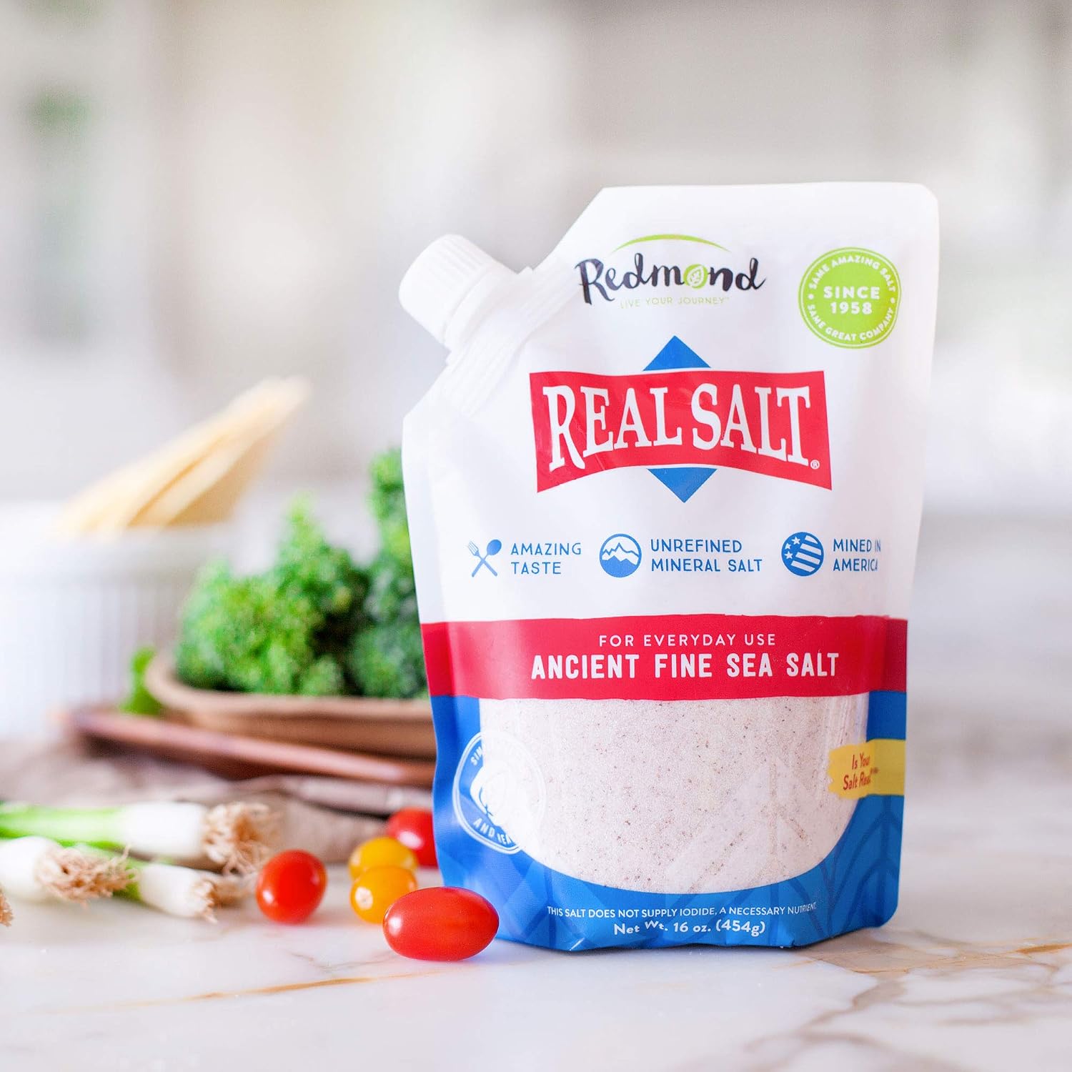 REDMOND Real Sea Salt - Natural Unrefined Gluten Free Fine, 26 Ounce Pouch (1 Pack)