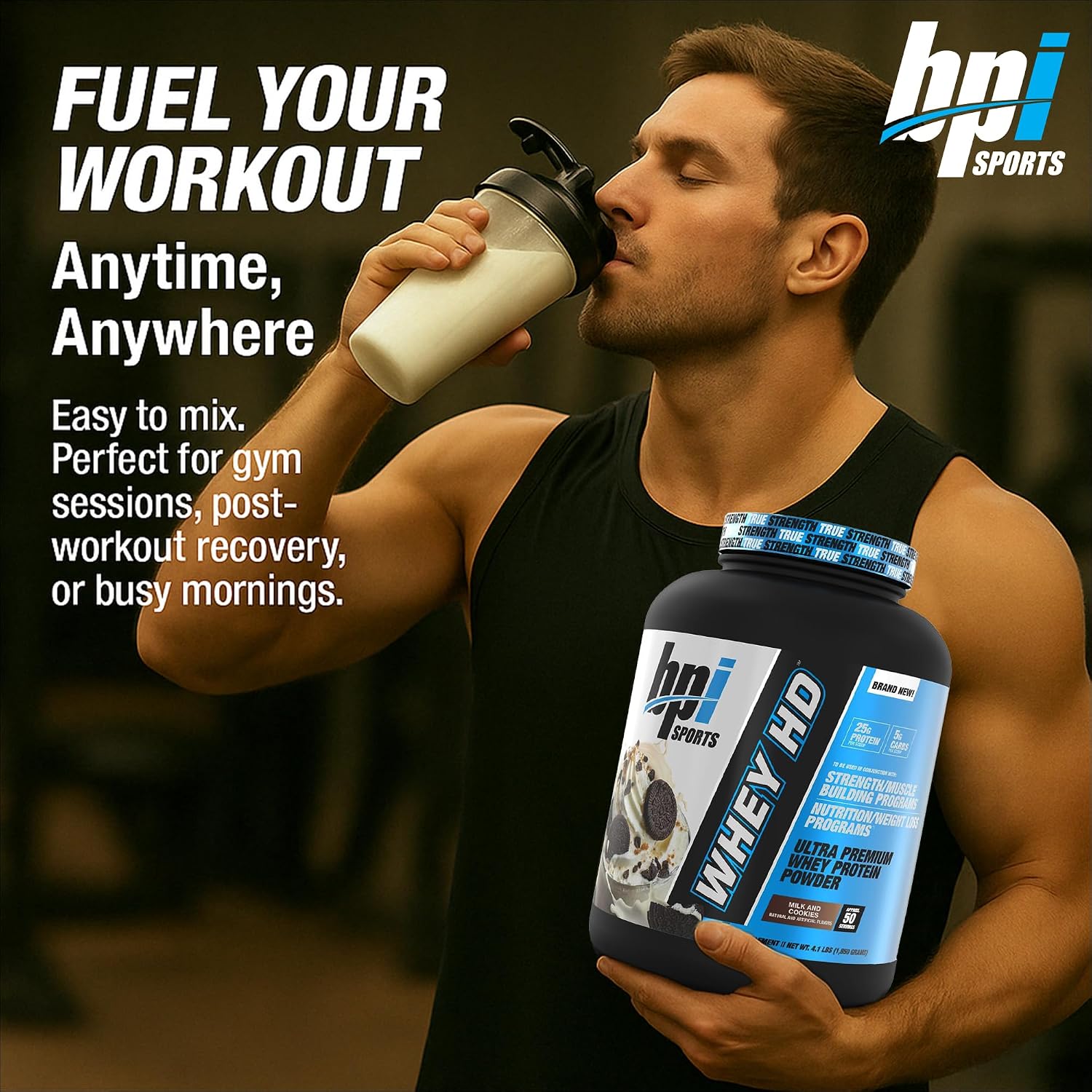BPI Sports Whey HD Ultra Premium Protein Powder Isolate | Workout Whey Protein Powder For Men & Women for Muscle Gain | Milk Protein Concentrates | Chocolate Cookie/ Vanilla Caramel, 4.07 Pound