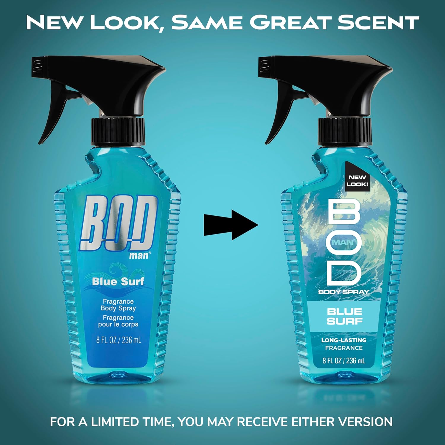 BOD man Fragrance Body Spray, Fresh Blue Musk, 8 fl oz
