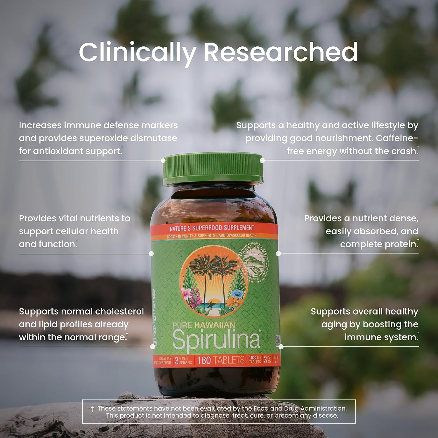 Nutrex Hawaii Pure Hawaiian Spirulina Tablets, Vegan, 500 mg, 400 Count | Spirulina Farm Grown in Kona, Hawaii, Non-GMO, Glyphosate Residue Free, 3rd Party Tested, 60% Protein, Superfood Supplement