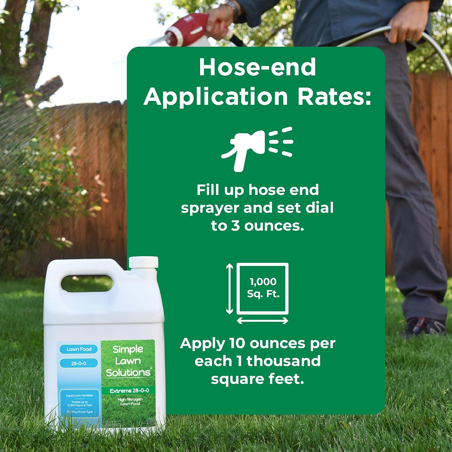 Maximum Green & Growth Fertilizer High Nitrogen 28-0-0 Liquid Lawn Food Spray Spring & Summer- Any Grass Type- Simple Lawn Solutions - Concentrated Quick & Slow Release Attached Sprayer (32 Ounce)