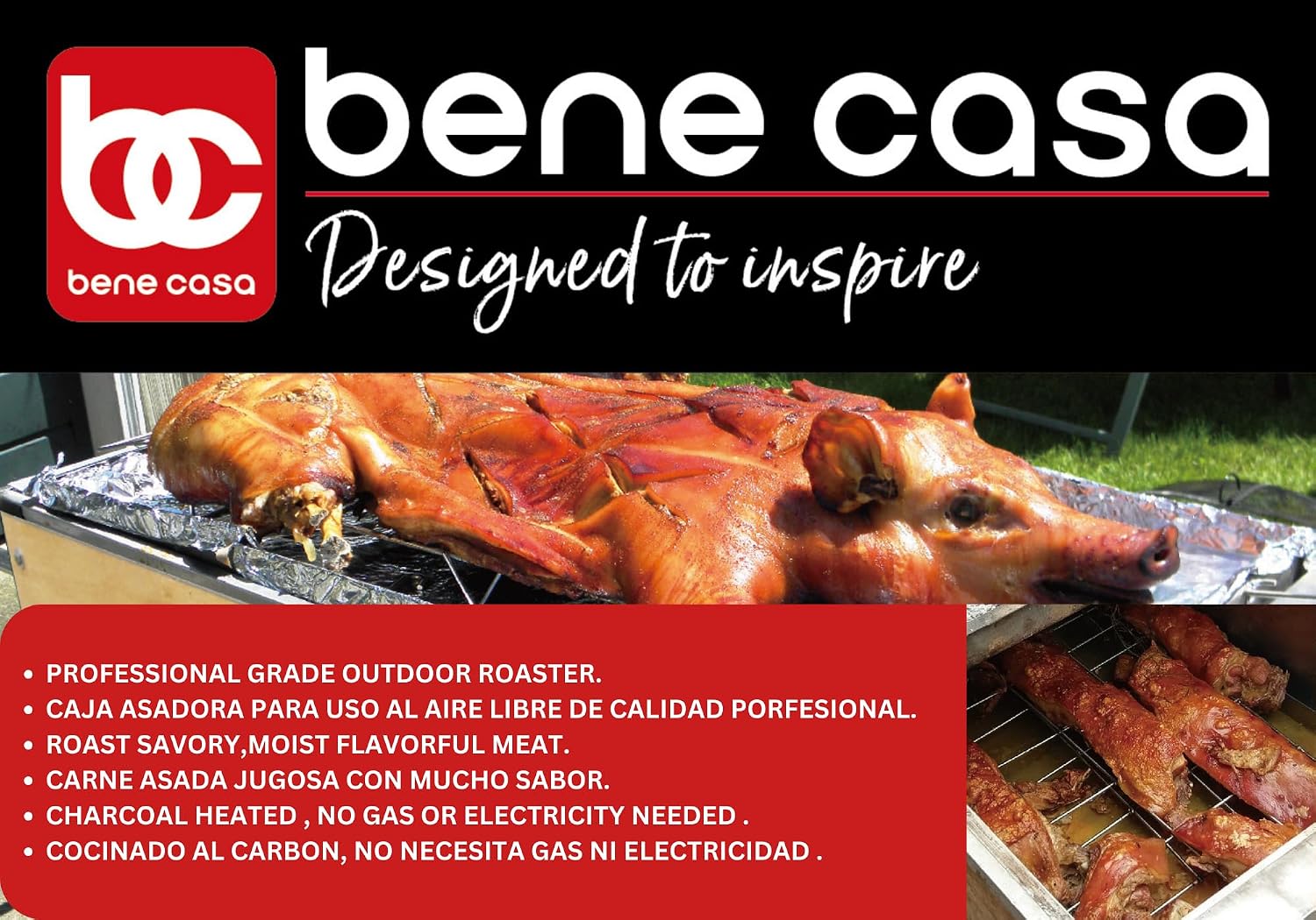 Bene Casa Caja Asadora Outdoor Roasting Box.This roasting Box can Hold Up to 100 Pounds of Meat.