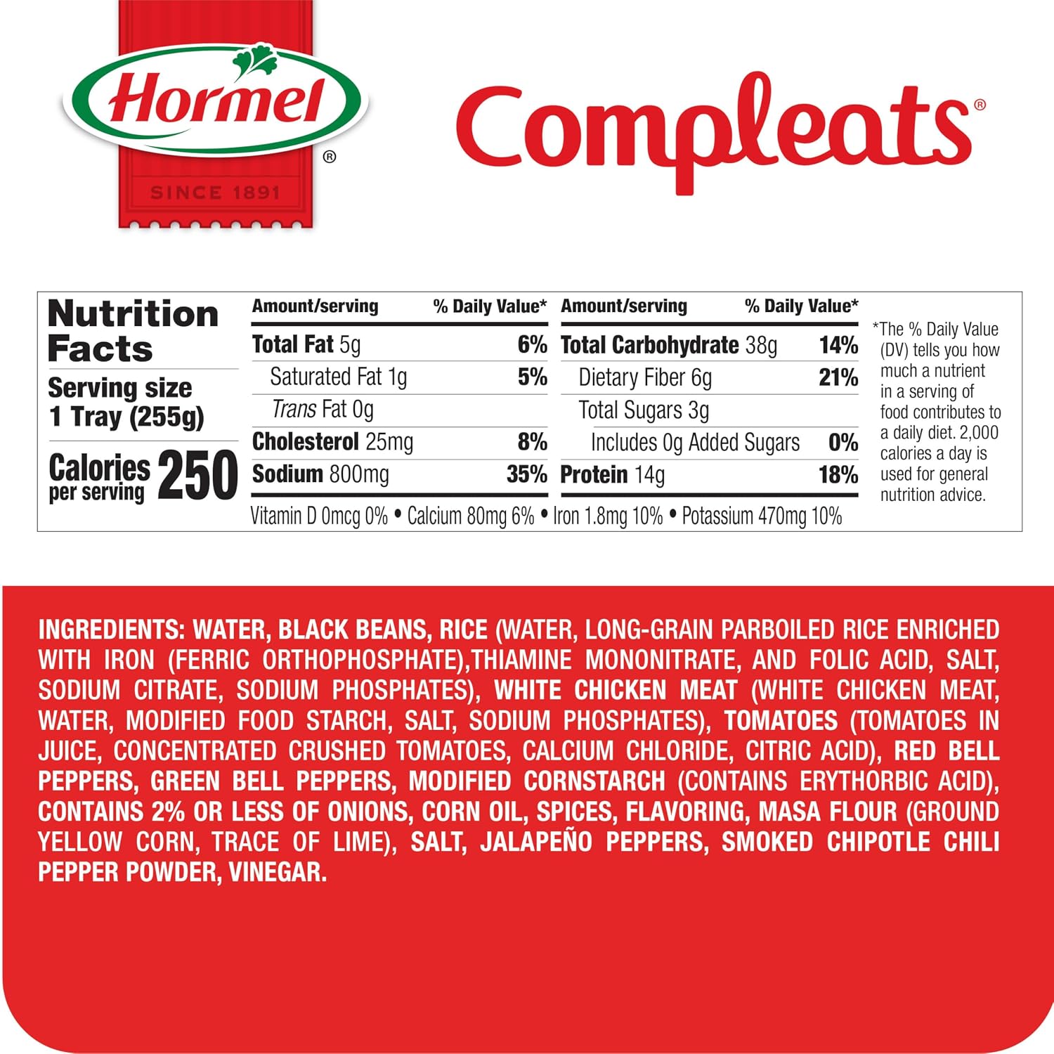 HORMEL COMPLEATS Chicken Alfredo Microwave Tray, 10 oz. (6 Pack)