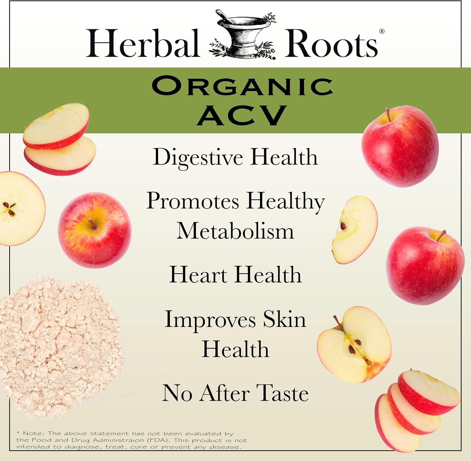 Herbal Roots Organic Apple Cider Vinegar Capsules with Mother - Pure Extra Strength - 60 Vegan Capsules