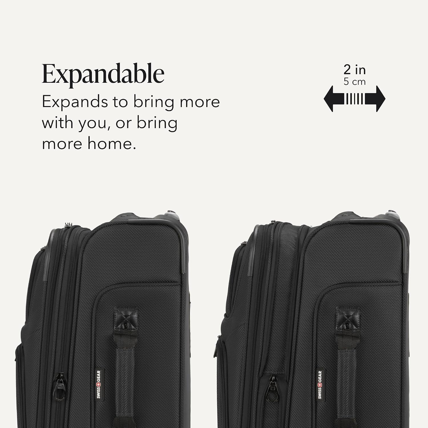SWISSGEAR Sion Carry-On Spinner Luggage, Softside Expandable, Lightweight Suitcase, Dark Grey, 22.75-Inch