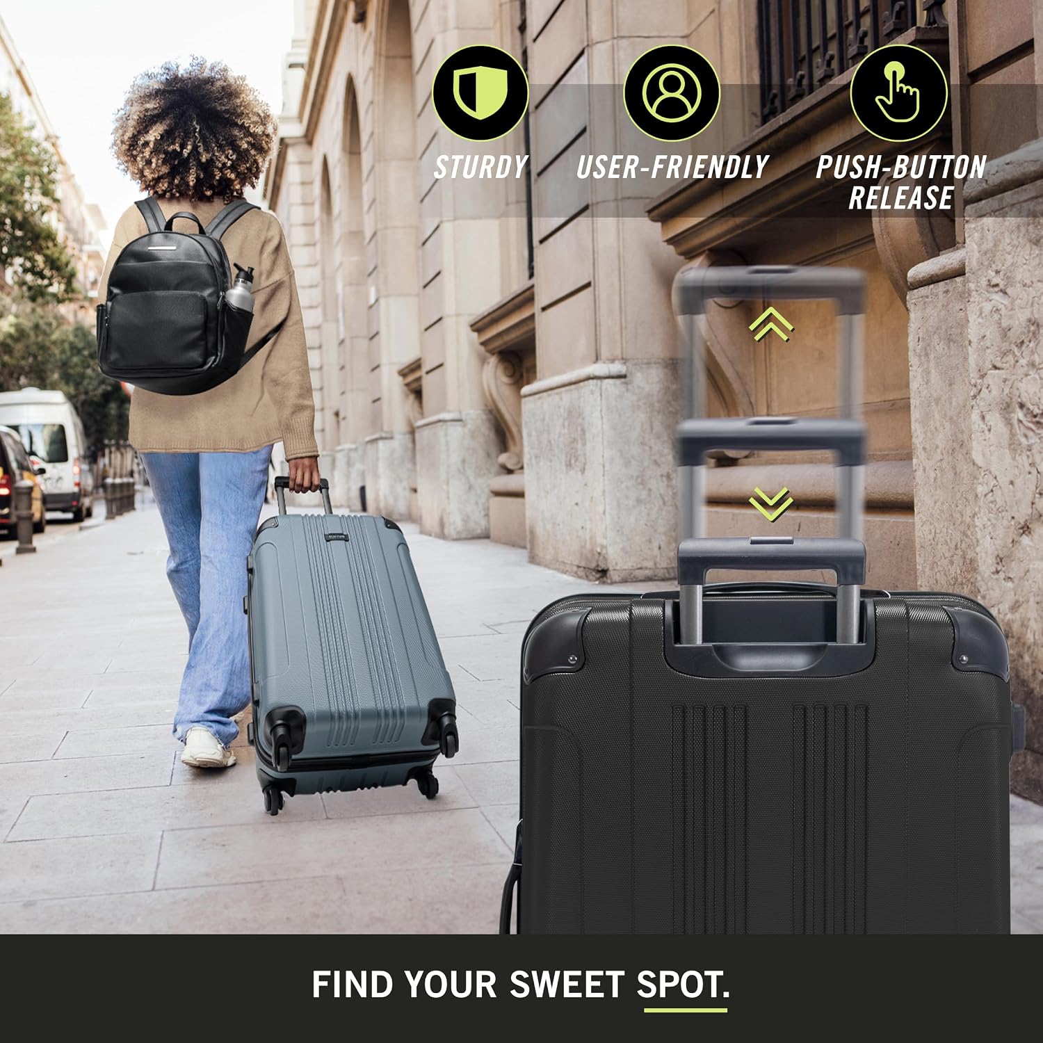 Kenneth Cole REACTION Out of Bounds Lightweight Hardshell 4-Wheel Spinner Luggage, Teal, 20-Inch Carry On