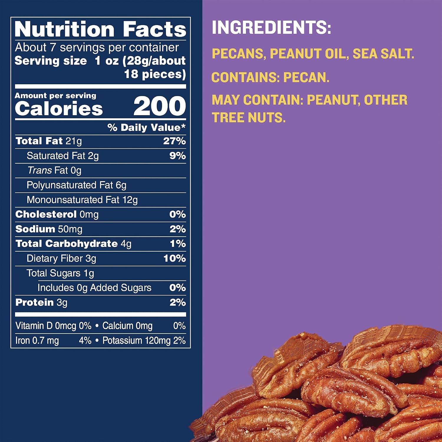 PLANTERS Whole Pecans, Roasted & Salted, Baking Nuts, 7.25 Oz (1 Ct)