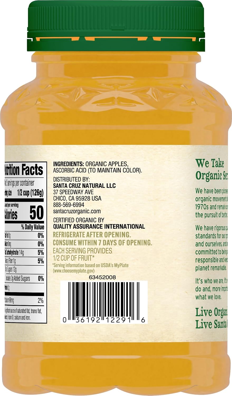 Santa Cruz Organic Apple Sauce, 23 Ounce