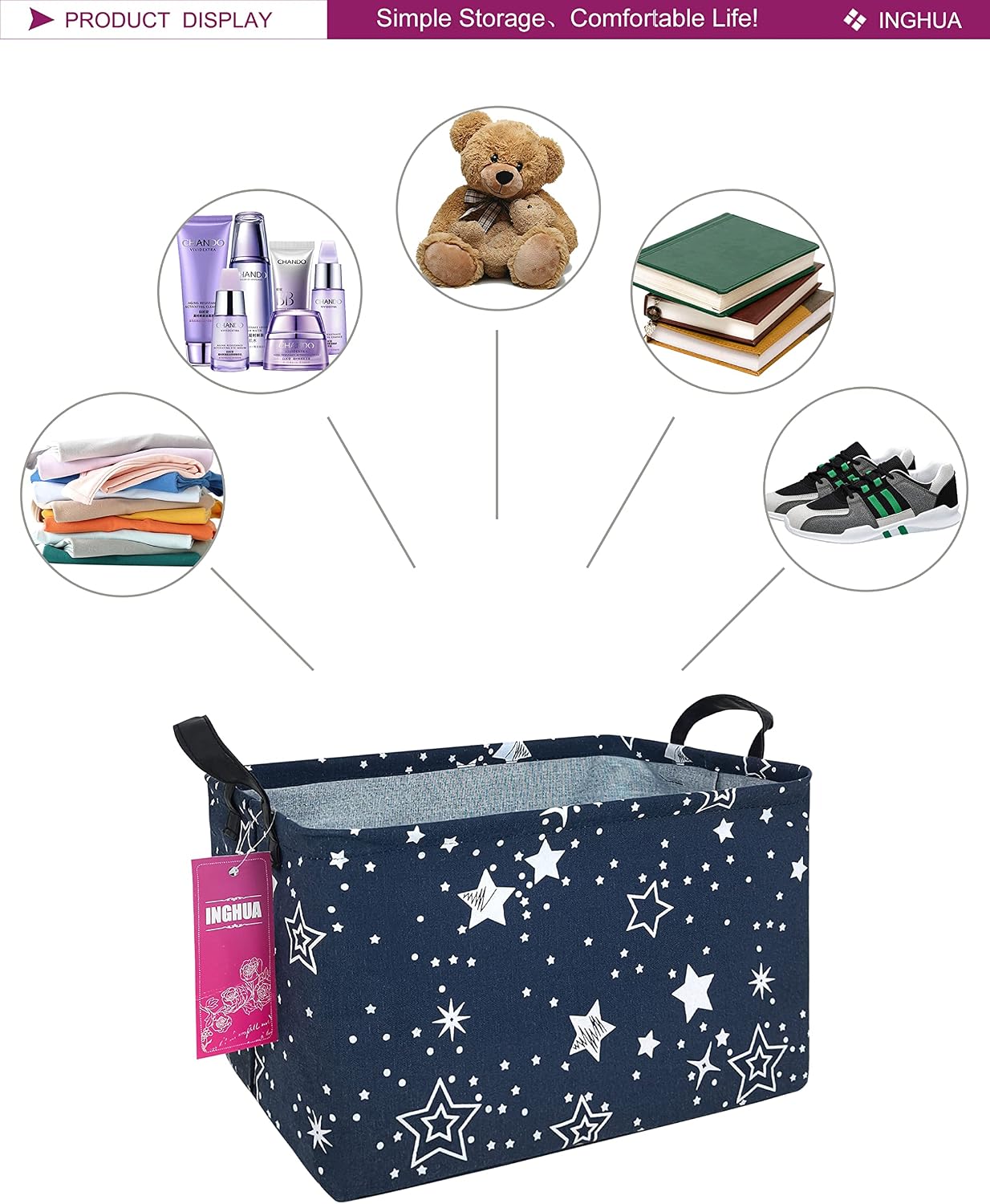 Rectangular Storage Basket Gift Bag Rec Spaceships