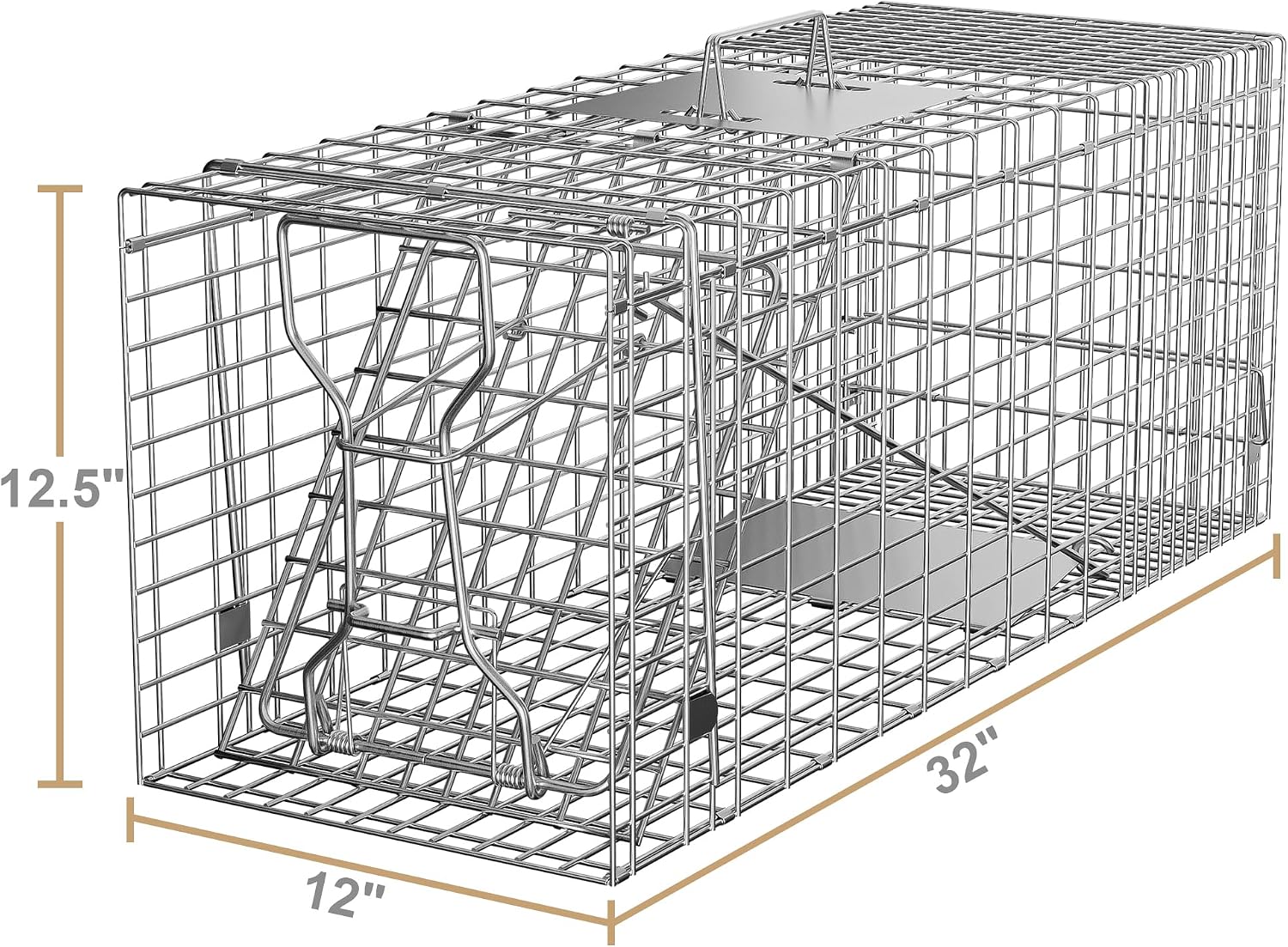 24" x 7.5" x 8" Small Live Animal Trap Steel Cage Catch and Release One Door Humane Rodent Cage Trap for Little Rabbits/Stray Cats/Squirrel/Skunk/Mink/Opossum Outdoor Animals