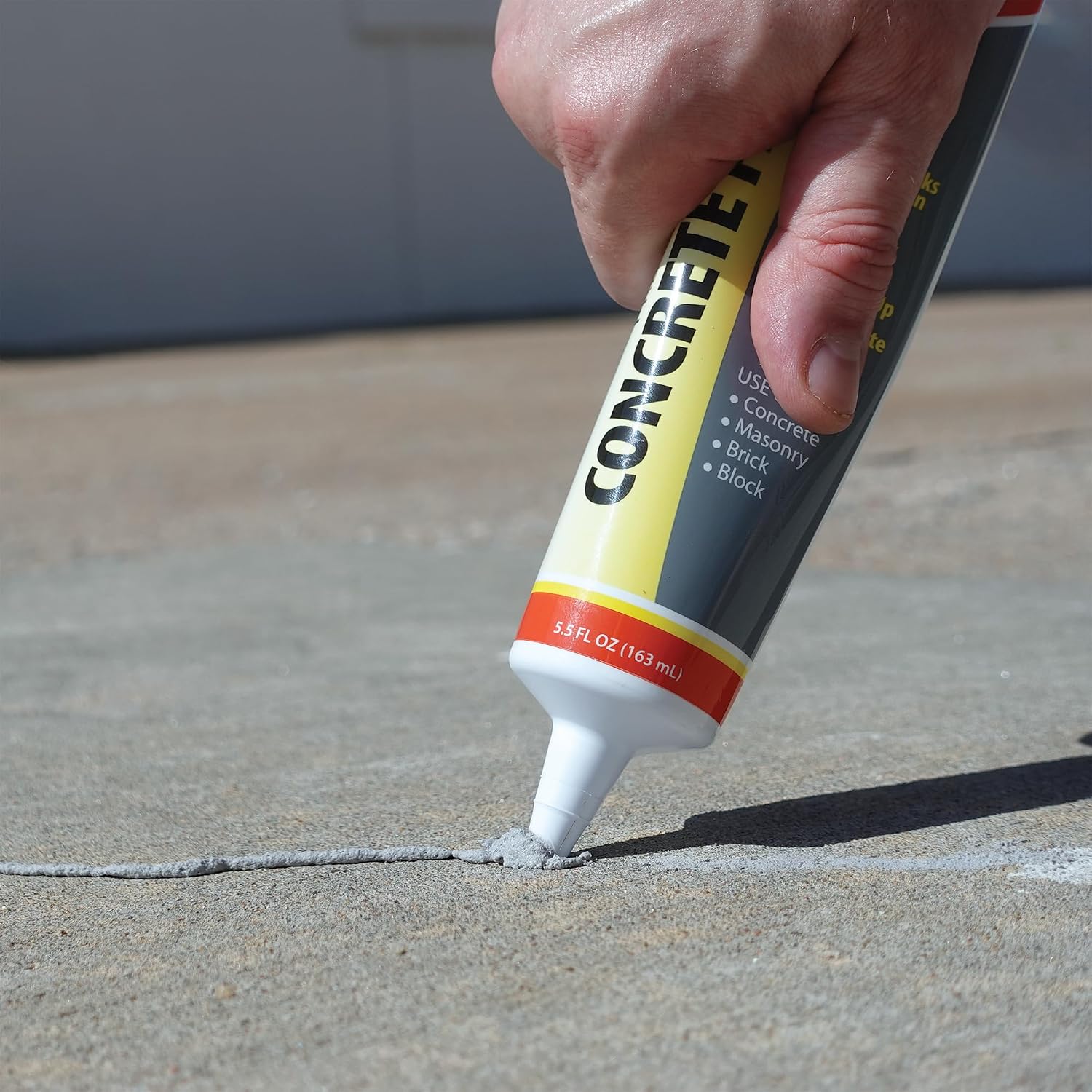 Red Devil 0645 Concrete Repair Patch, Cement Crack Filler, 5.5 Oz Squeeze Tube, Pre-Mixed, Pack of 1, Gray, Made in USA