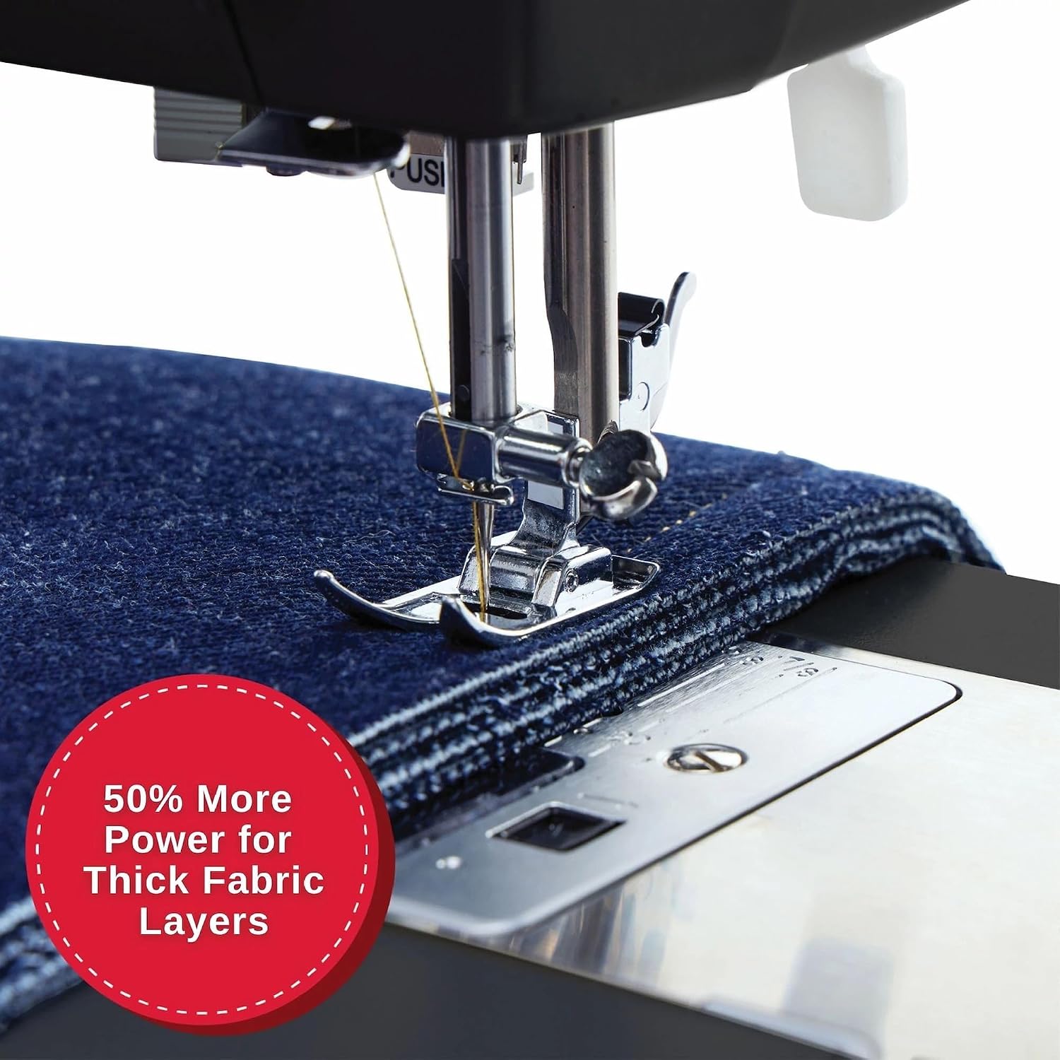 SINGER® 4432 (Grey) High Speed Heavy Duty Sewing Machine + Accessory Kit | 32 stitches deliver 110 applications, 50% more power for thick fabrics, 1100 per minute capacity, 1-step buttonhole design