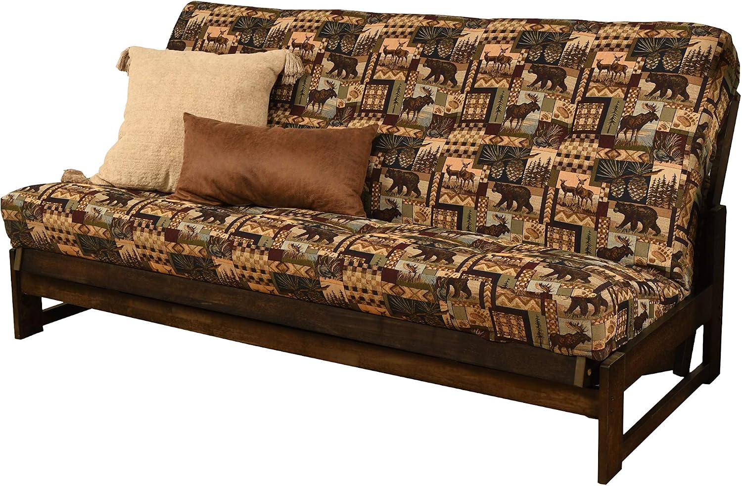 Kodiak Furniture Aspen Futon Set with Reclaim Mocha Finish, Suede Black