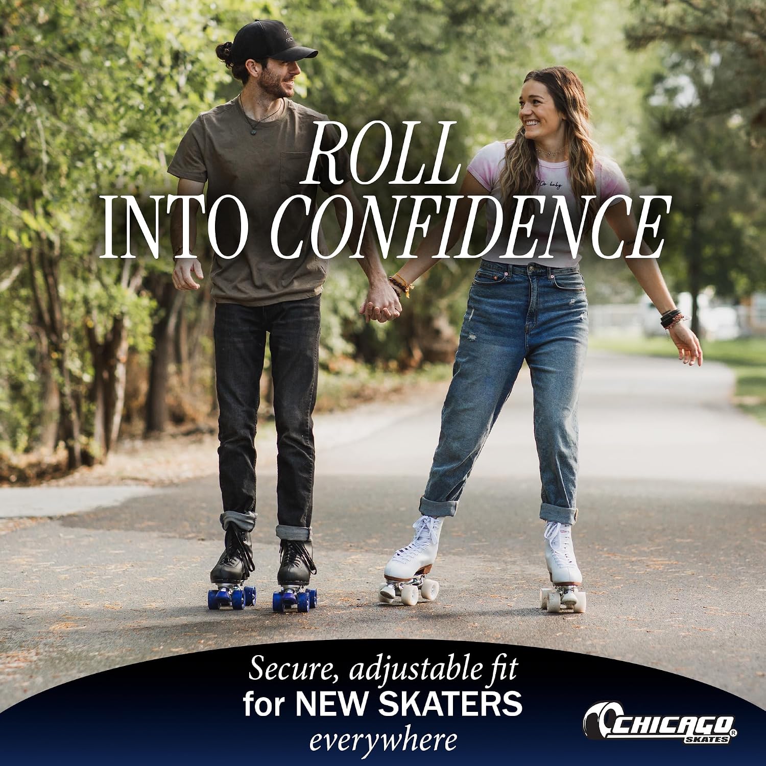 Chicago Skates Classic Quad Roller Skates for Women & Men – Durable & Top Performance, Adjustable High-Top Boots for Safe Indoor/Outdoor Roller Derby–60mm PU Wheels & Semi-Precision Bearings