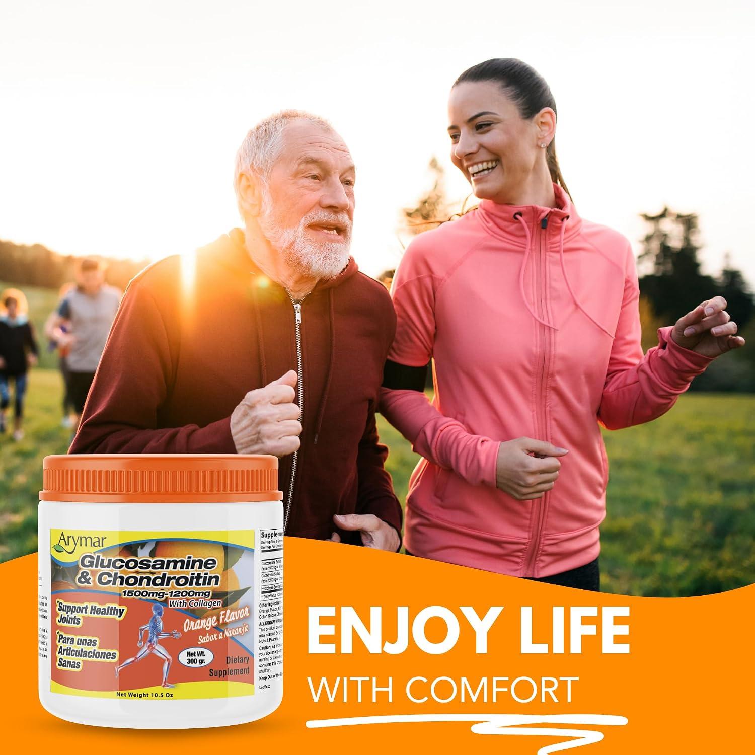 Arymar Glucosamine Chandroitin Powder (1500mg/1200mg) - Joint Health Support Supplement - Helps Maintain Mobility & Flexibility - High Absorption Formula - 300g (10.5 oz)