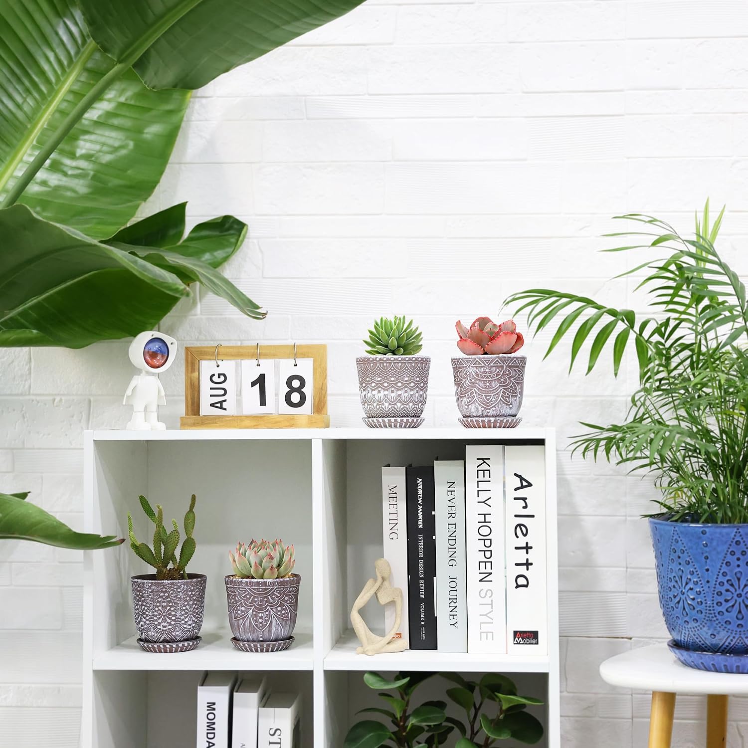 Gepege Ceramic Plant Pots, 6 Inch Indoor Planters with Drainage & Saucers