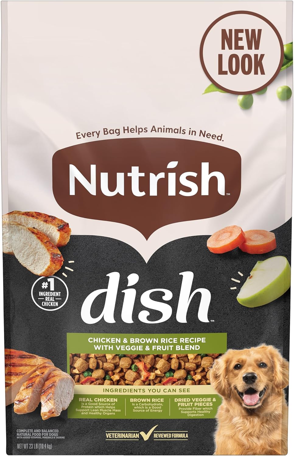 Nutrish Dish Dry Dog Food, Chicken Recipe, 3.75 lb. Bag (Rachael Ray) | Made with Dried Peas, Carrots & Apples And Contains No Added Corn, Wheat, Soy or Gluten Ingredients
