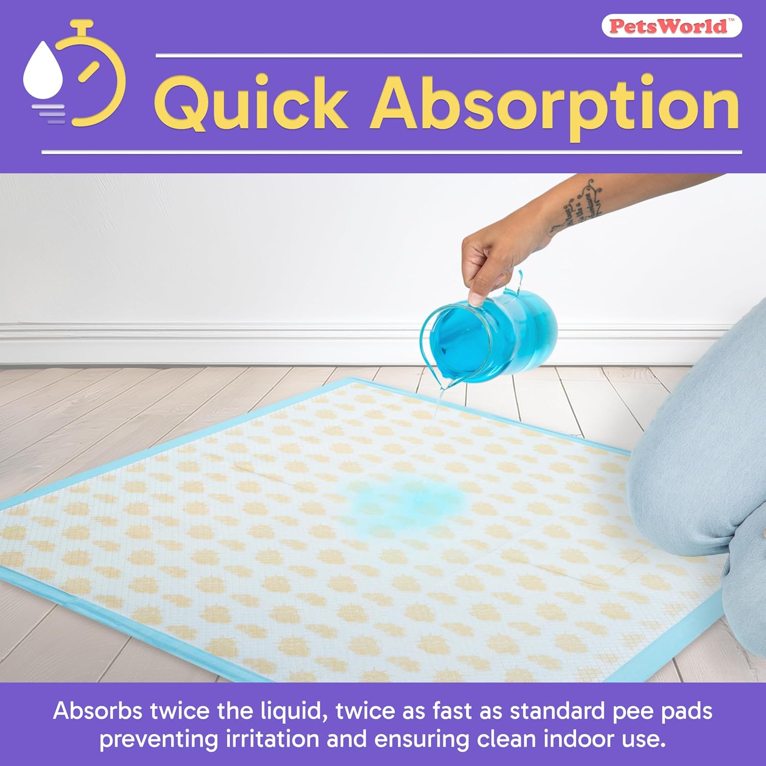 PetsWorld Enormous Dog Pee Pads 37"x54" 50 Count – XXXL Pet Pee Pads for Giant Dogs & Pets, Heavy Duty Leak-Proof Dog Training Pads, Super Absorbent Quick-Dry Potty Pads with Adhesive Tabs